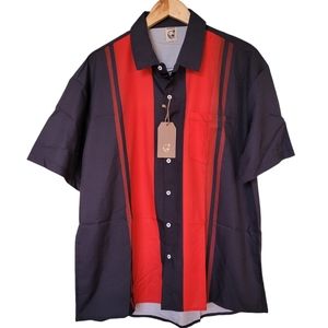 NWT Hardaddy Retro Button Down Bowling Hawaiian Shirt black & red size Large